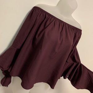 Red Wine Off-Shoulder Blouse
